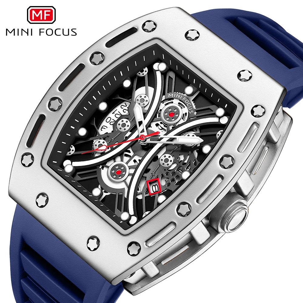 Wholesale Supplier Luxury Skeleton Design Automatic Watch for Men Mini Focus Wine Barrel Shape