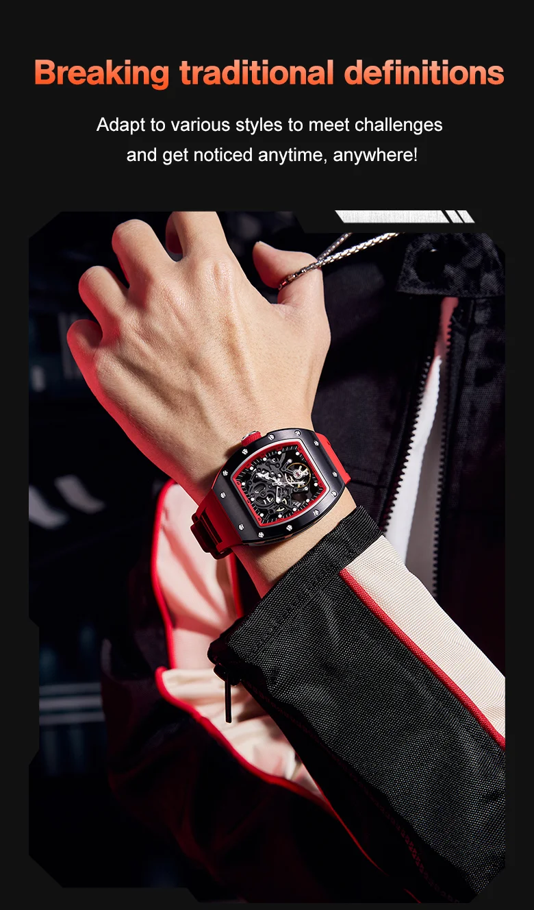 CHANCE 919012 Men’s Luxury Mechanical Watch – Carbon Fiber Case, Skeleton Dial, Waterproof Design