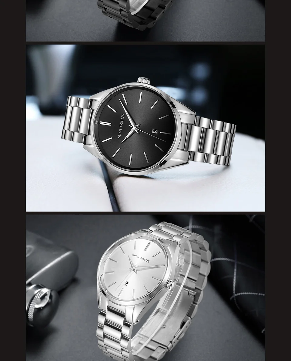 Mini Focus MF0050G Men's Quartz Business Watch | Minimalist Stainless Steel Chain | Factory Wholesale