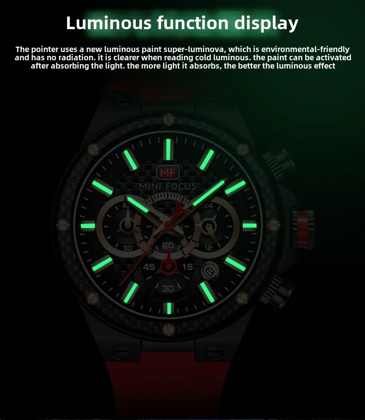 Mini Focus 0468G Men's Sports Watch | Waterproof Carbon Fiber Luxury Quartz Timepiece