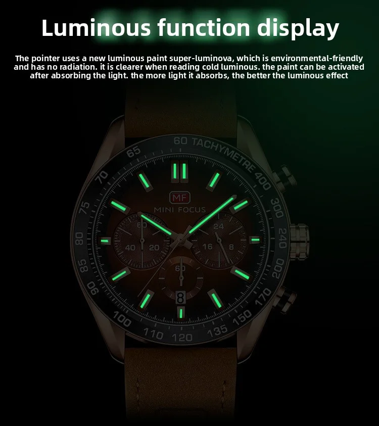Luxury Casual Men’s Quartz Watch with Genuine Leather Strap – Mini Focus Factory Wholesale Supplier