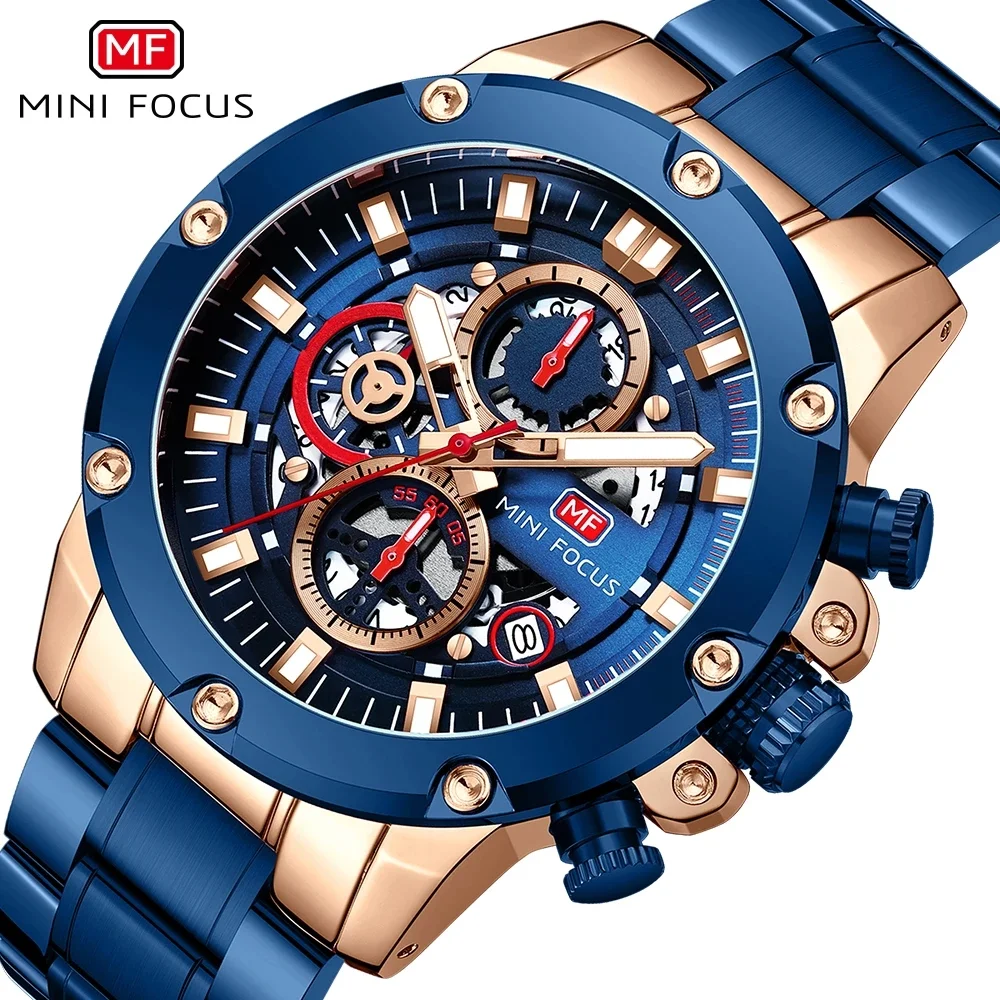 MINI FOCUS Luxury Men Quartz Watch Exclusive Silicone Band
