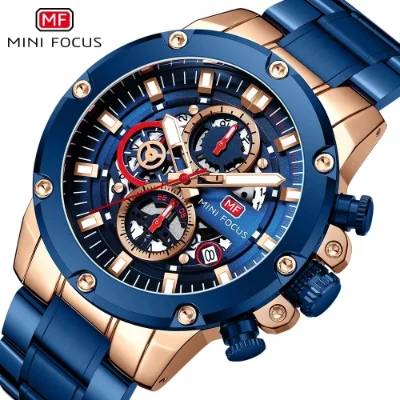 MINI FOCUS Luxury Men Quartz Watch Exclusive Silicone Band