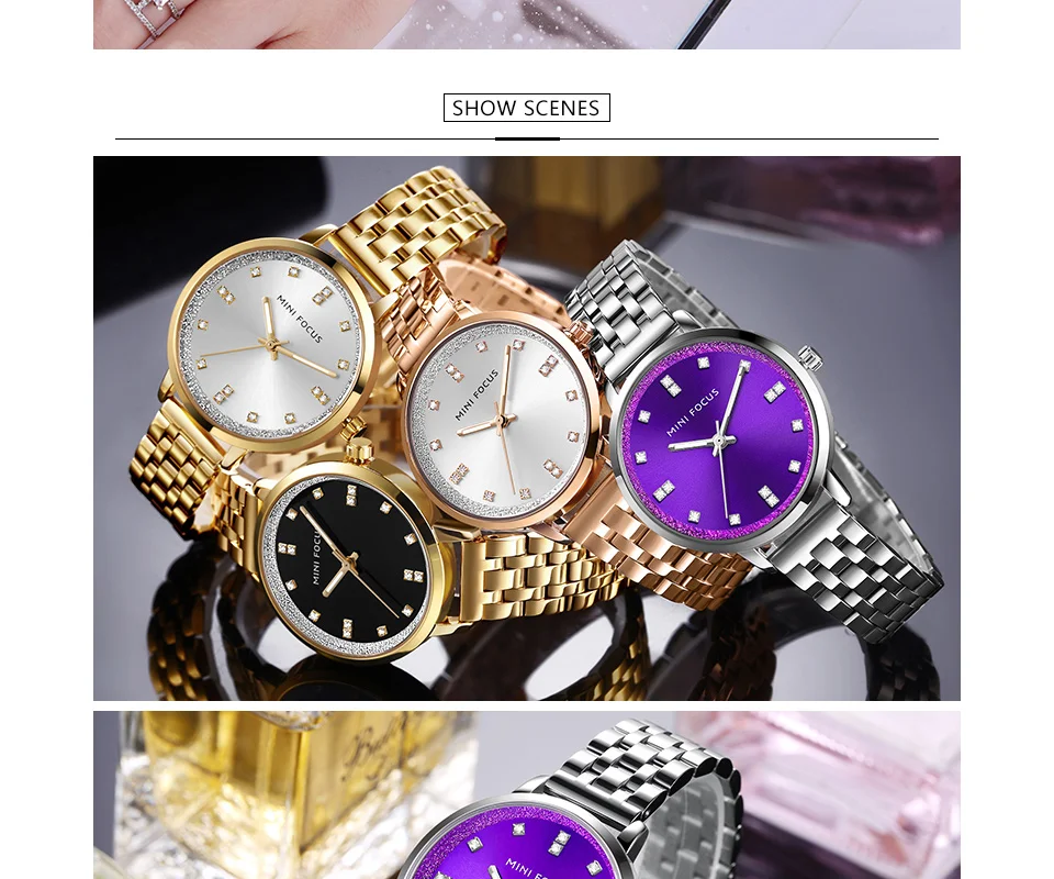 Mini Focus MF0047L Women's Quartz Watch | Golden Stainless Steel Strap | Elegant Ladies Factory Direct Watches