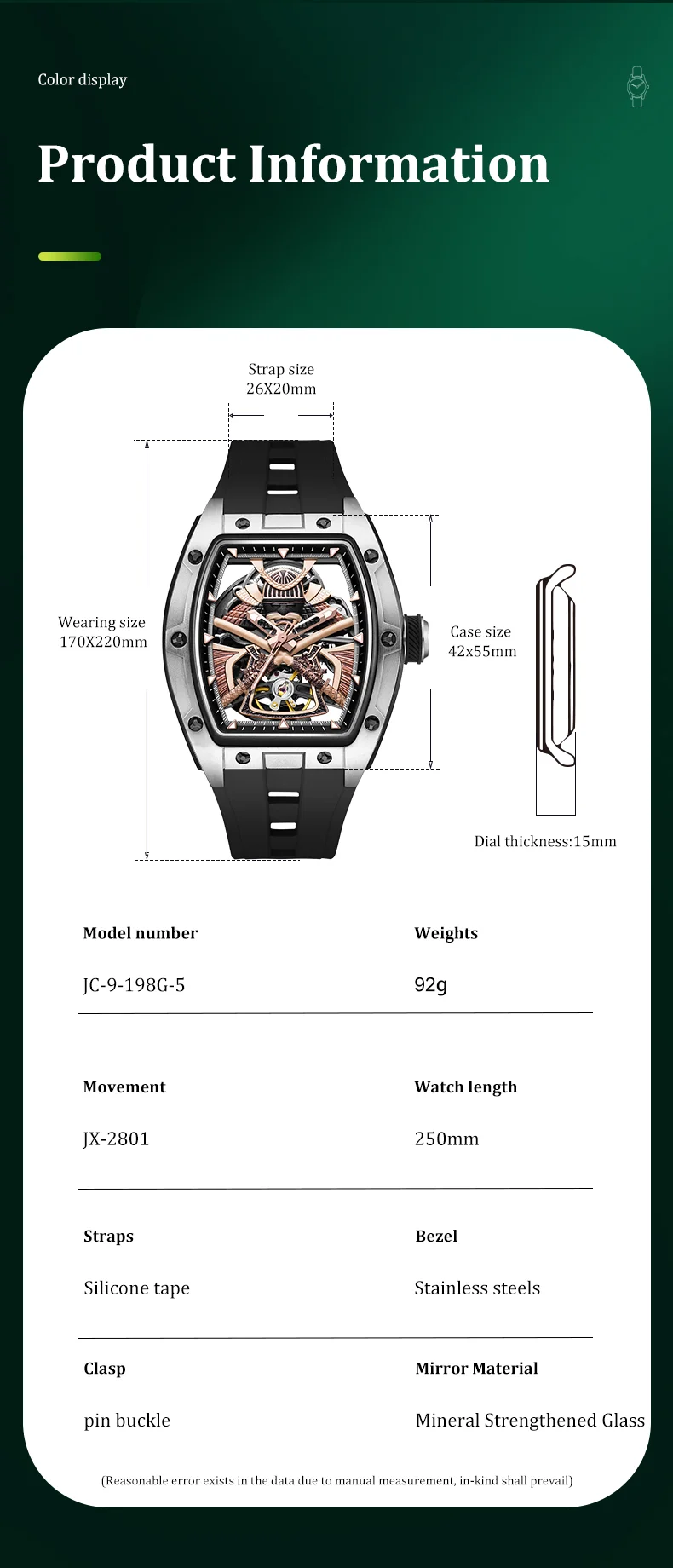 CHANCE 91985 Samurai Tourbillon Watch – Hollow Dial Luxury Mechanical Automatic Men’s Watch