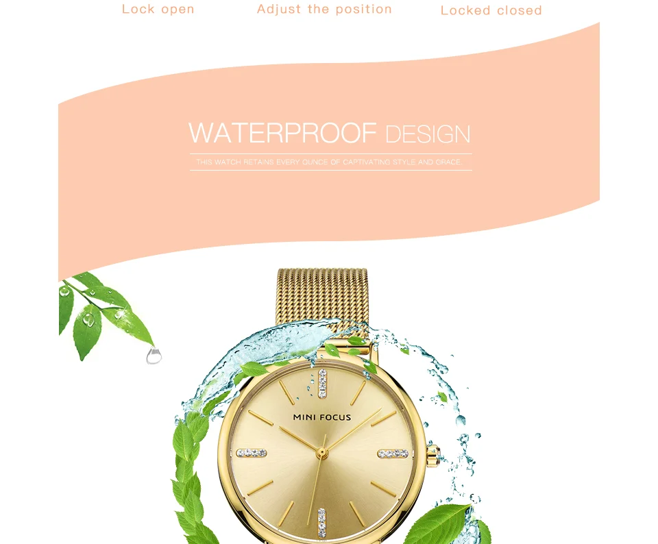 MINI FOCUS MF0036L Luxury Ladies Watch | Diamond Dial Gold Mesh Band | Factory Direct Wholesale