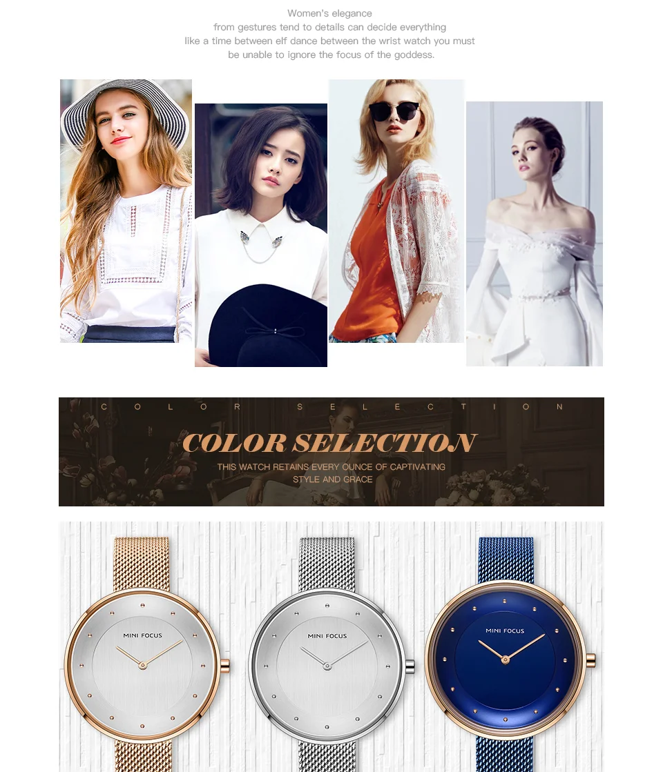 MINI FOCUS MF0179L Rose Gold Women’s Quartz Watch | Ultra Thin Mesh Strap Fashion Watch Factory OEM