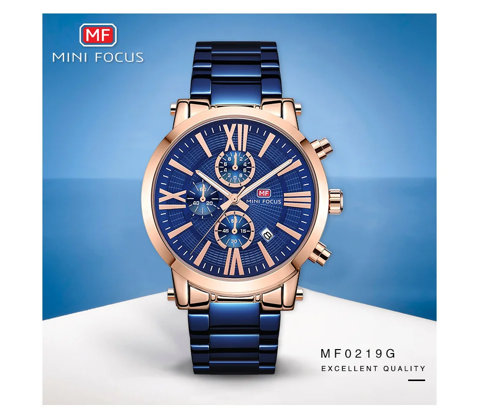 MINI FOCUS MF0219G Modern Luxury Men’s Sport Quartz Watch | Waterproof Stainless Steel Factory Wholesale