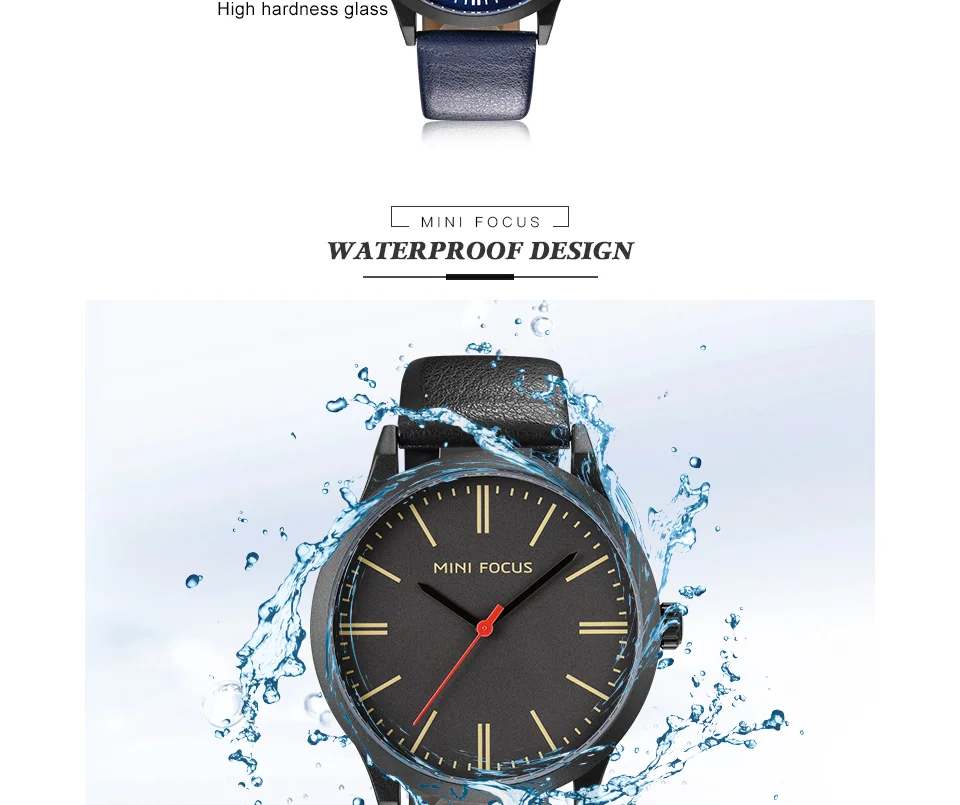 Mini Focus MF0058G Men’s Luxury Quartz Watch | Blue Leather Strap Casual Design | Factory Wholesale