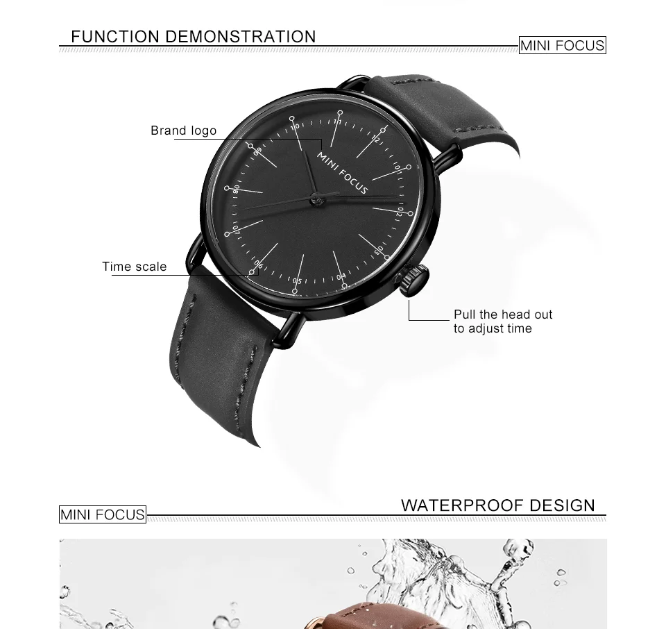 Mini Focus MF0056G Vintage Quartz Men’s Watch | Marine Dial & Brown Leather Strap | Factory Wholesale