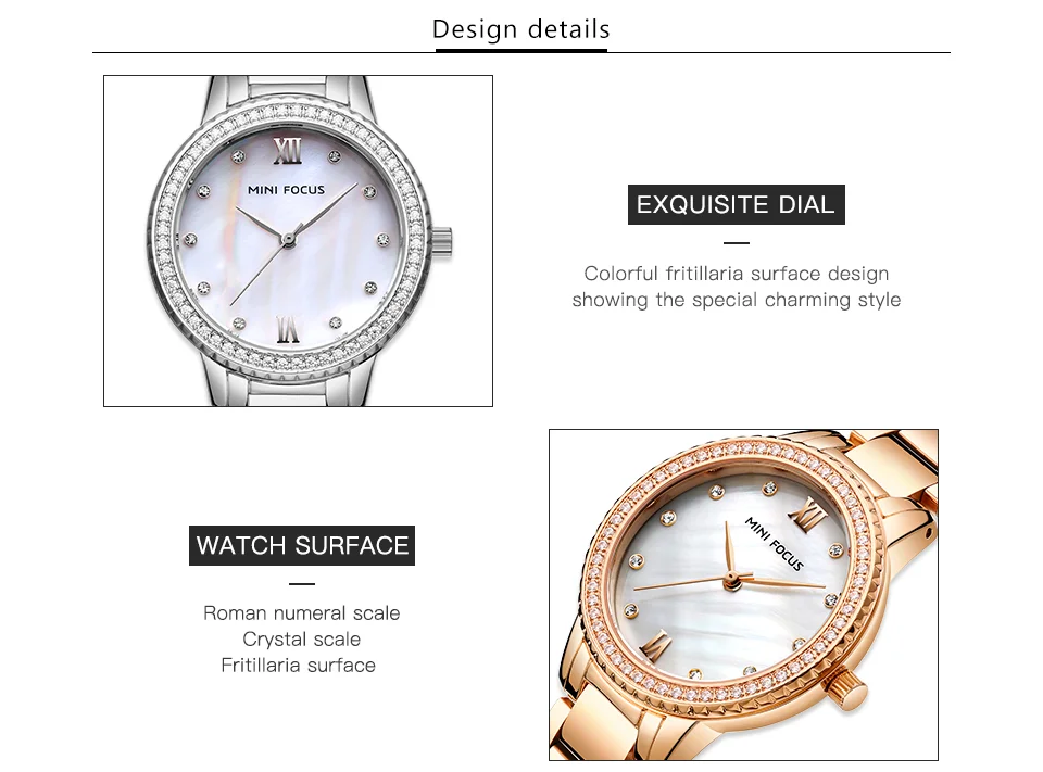 Mini Focus MF0226L Women’s Luxury Rose Gold Watch | Diamond Case Waterproof Quartz Stainless Steel Wristwatch Wholesale