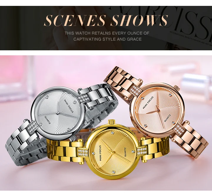MINI FOCUS Trend Design Woman High Quality Luxury Waterproof Clock Quartz Watches with 5 ATM Male Stainless Steel Strap