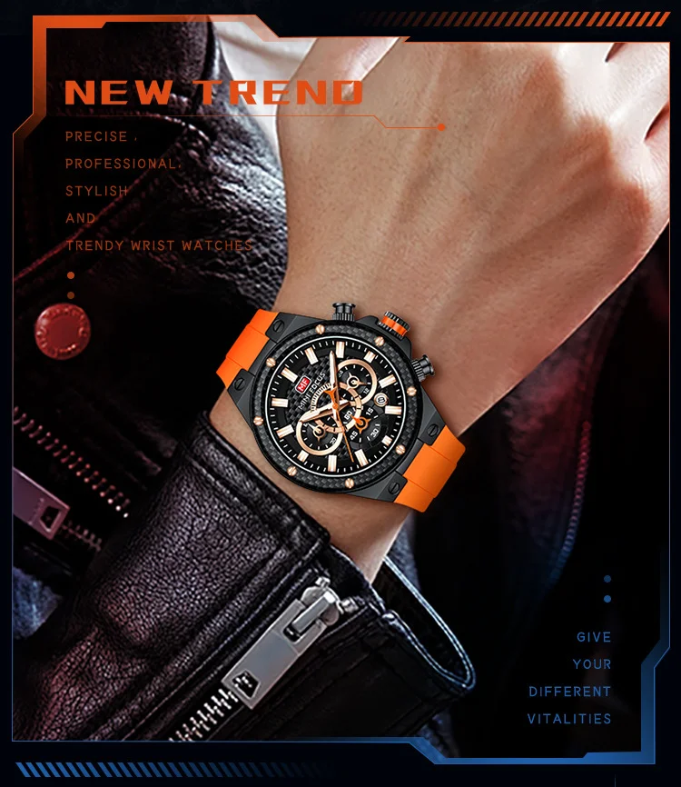 Mini Focus 0468G Men's Sports Watch | Waterproof Carbon Fiber Luxury Quartz Timepiece