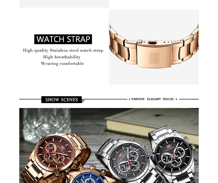 MINI FOCUS MF0170G Heavy-Duty Chronograph Quartz Watch for Men | Steel Strap OEM Supplier
