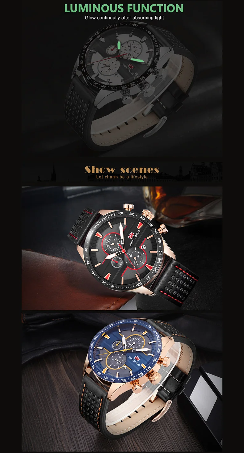 MF0002G Mini Focus Men’s Fashion Sport Watch | Quartz Calendar Waterproof Luminous