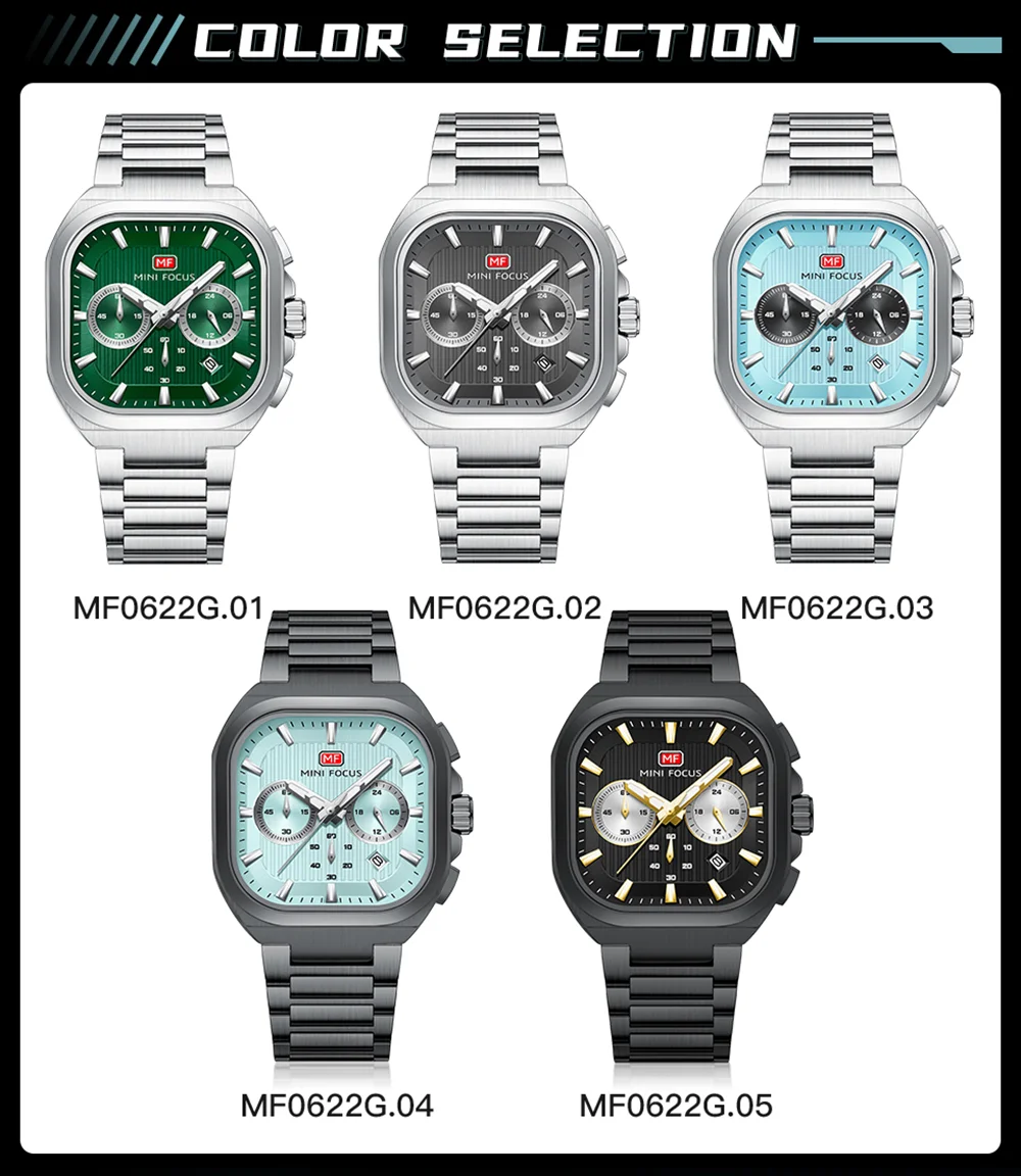 MINI FOCUS MF0622G men's Quartz Watch 40mm Steel