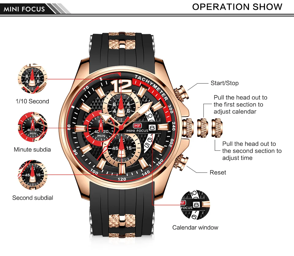 Mini Focus Men's Quartz Sport Watch | Luxury Silicone Strap Wristwatch for Wholesale