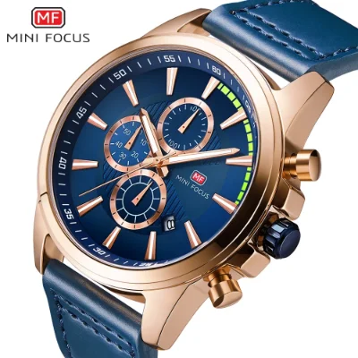 Mini Focus Men’s Luxury Chronograph Watch Sporty Leather