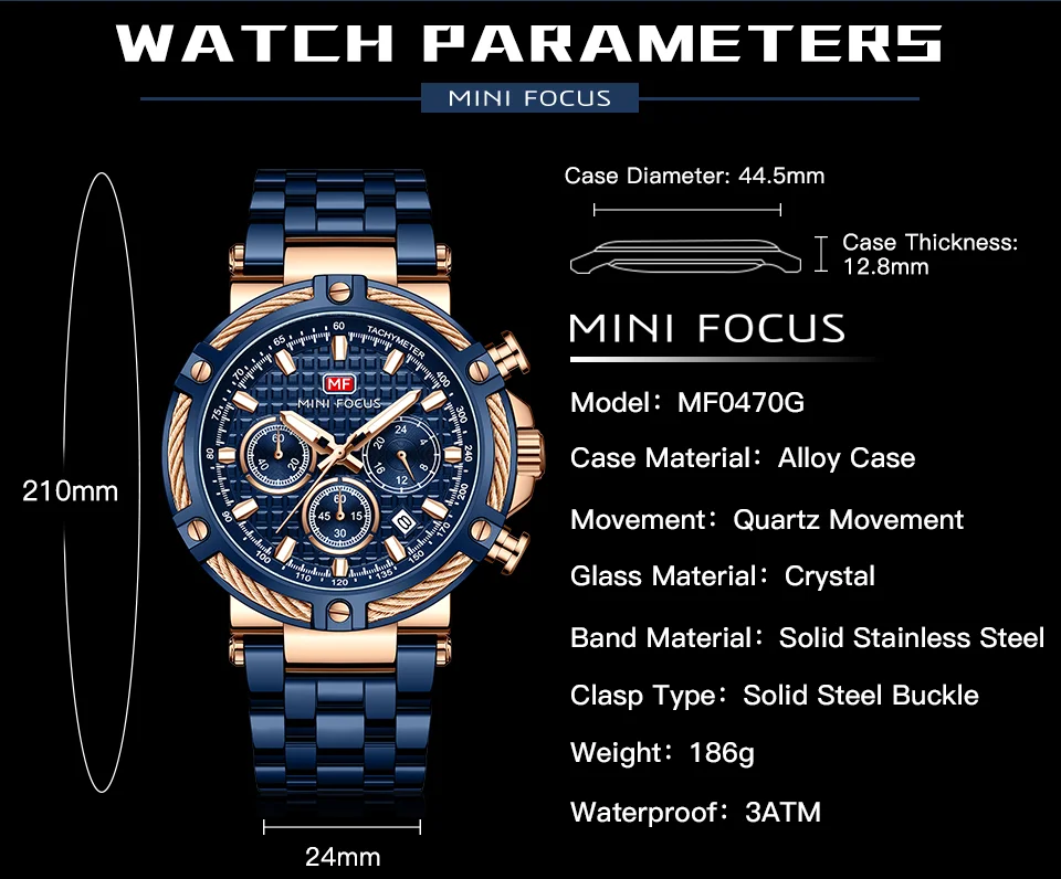 New Arrival Chronograph Quartz Men's Watch MINI FOCUS Luxury Design for Wholesale