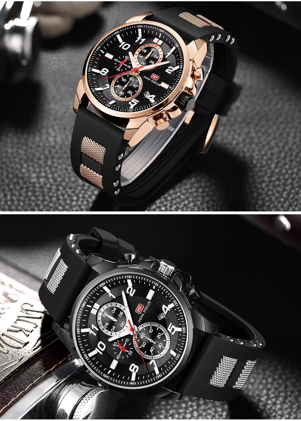 MINI FOCUS Men’s Quartz Watch | Stylish Waterproof Watch with Luminous Silicone Band | Factory Wholesale