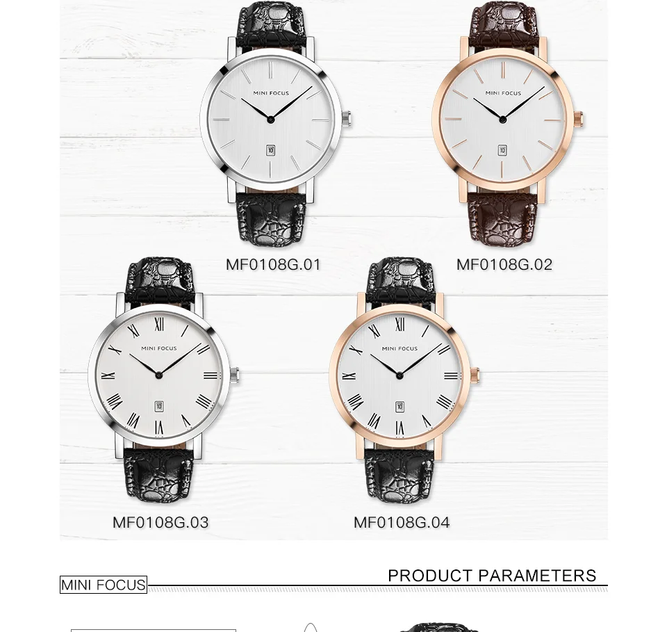 Mini Focus MF0108G Men's Business Quartz Watch | Black Leather | Factory Direct