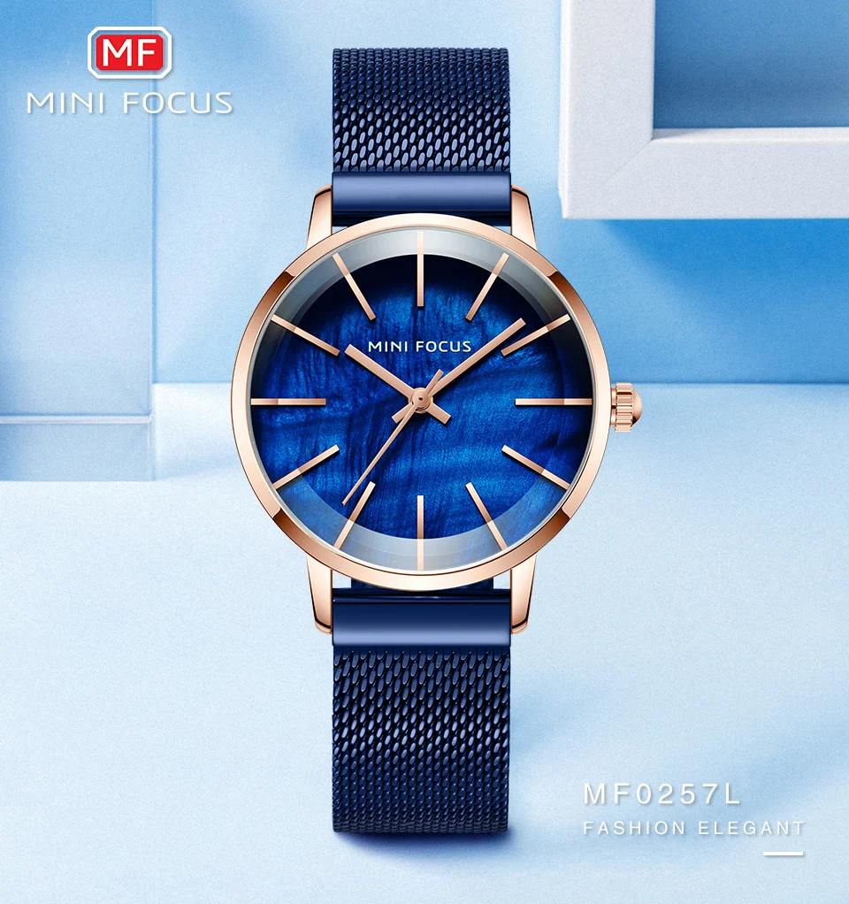 Mini Focus MF0257L Women's Quartz Watch | Steel Mesh Belt Simple Waterproof Analog Dress Wristwatch