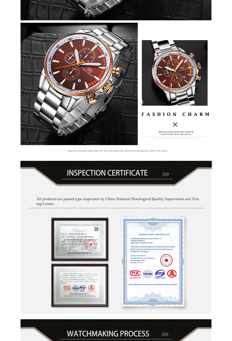 Mini Focus MF0085G Men's Sport Racing Style Chronograph Watch | Quartz Movement, Stainless Steel Wristwatch