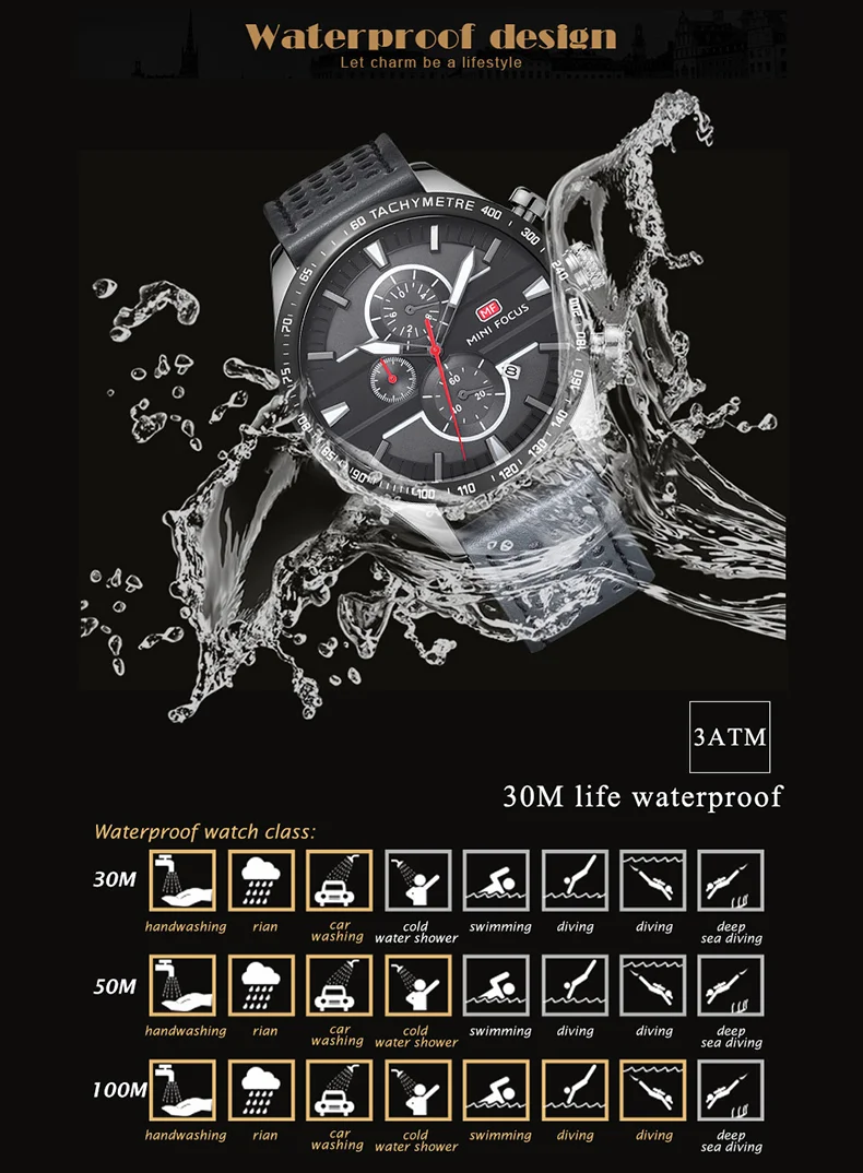 MF0002G Mini Focus Men’s Fashion Sport Watch | Quartz Calendar Waterproof Luminous