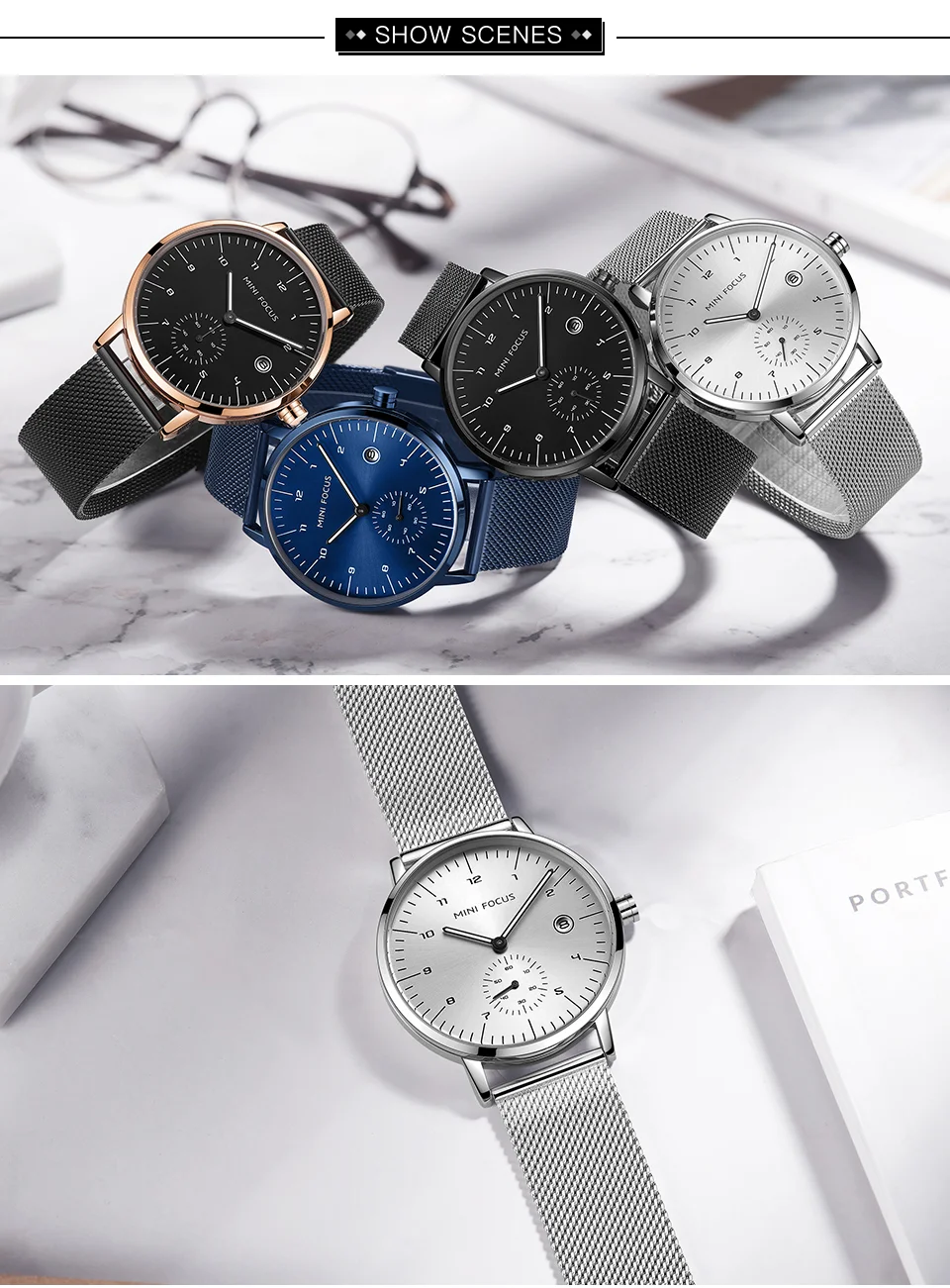 MINI FOCUS Newest Quartz Watches for Men – Luxury Waterproof Sport Wristwatch 5 ATM Stainless Steel Strap