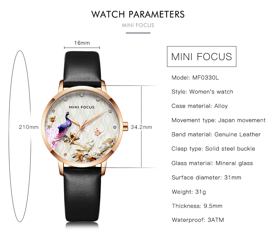 Elegant Leather Quartz Watch for Women – Premium Business Style by MINI FOCUS