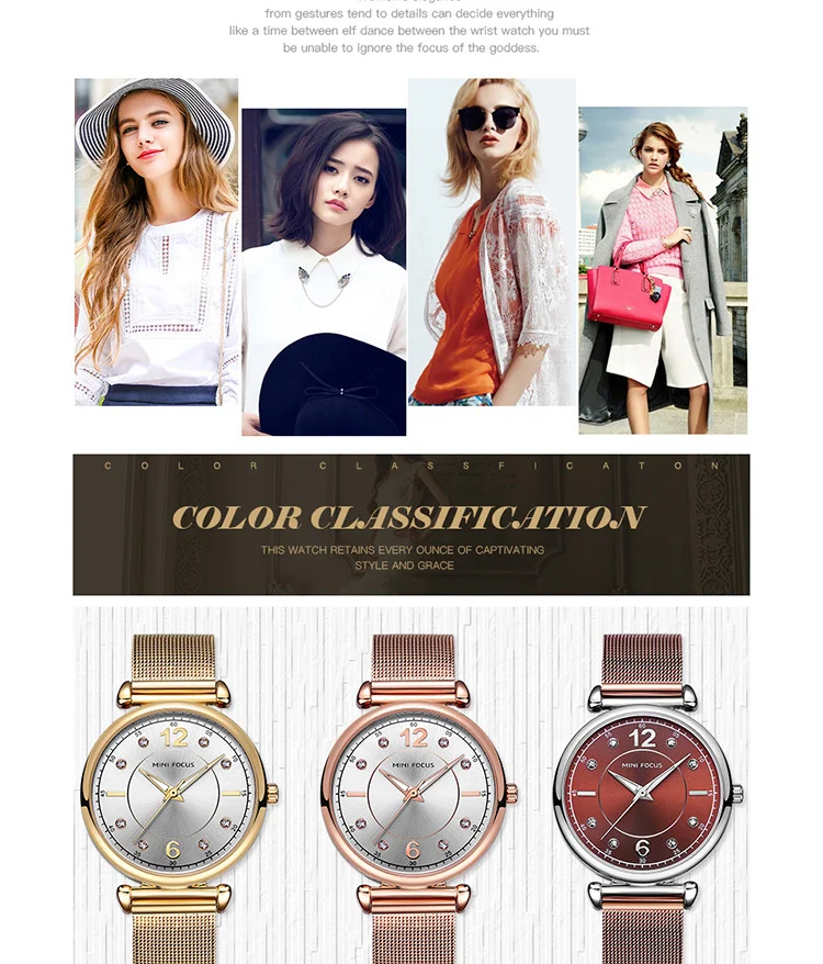 Mini Focus MF0177L Wholesale Luxury Women Watch | Royal Golden Mesh Strap OEM Factory