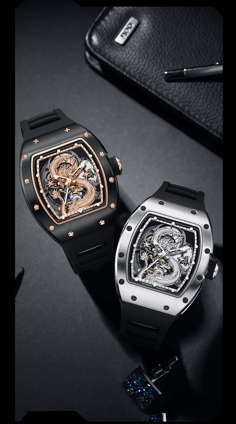 CHANCE 919015 Chinese Dragon Tourbillon Watch &ndash; Luxury Automatic Mechanical Watch with Hollow Dial for Men