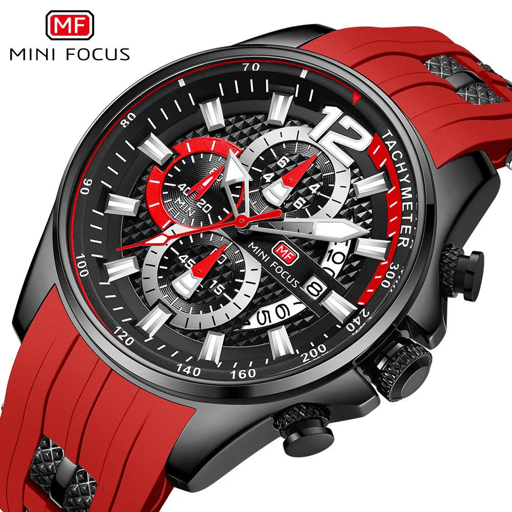 3ATM Waterproof Quartz Sport Watch for Men with Silicone