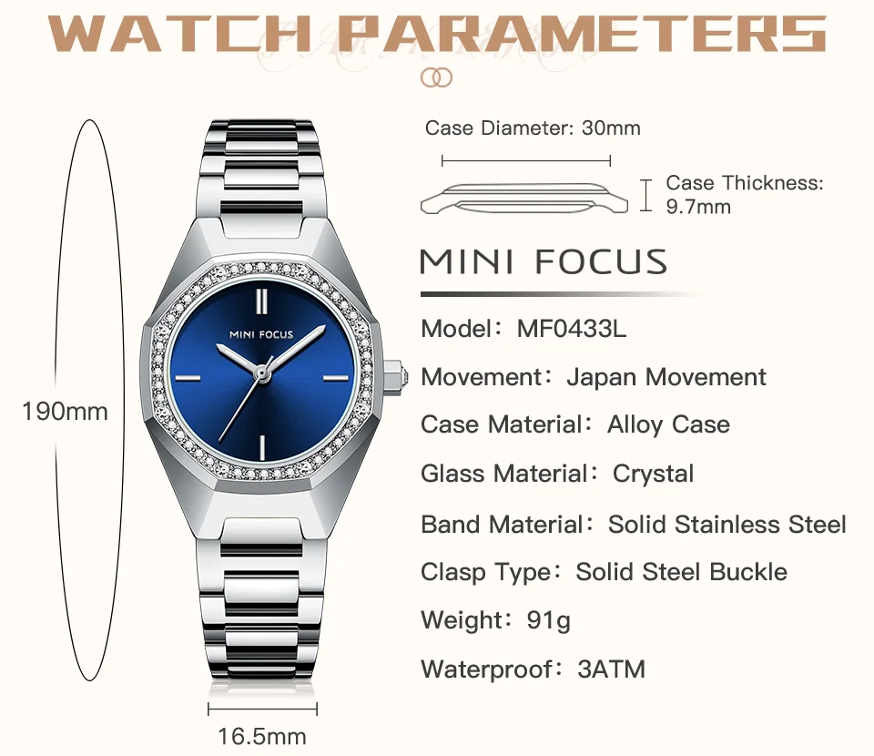 Elegant Rose Gold Women's Quartz Watch with Stainless Steel Strap Mini Focus Ladies Collection