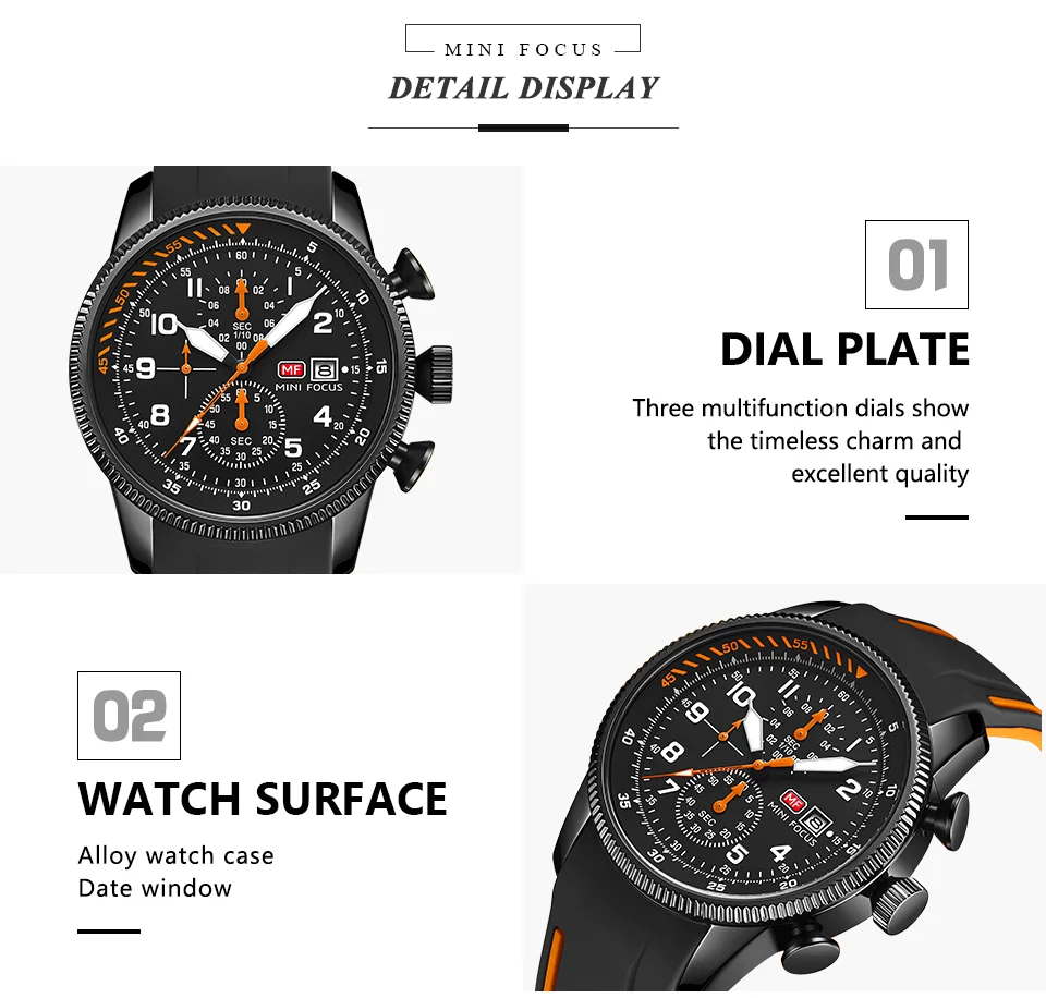 Mini Focus Luxury Silicone Sport Chronograph Men’s Quartz Watch | Waterproof Multifunction Business Wristwatch