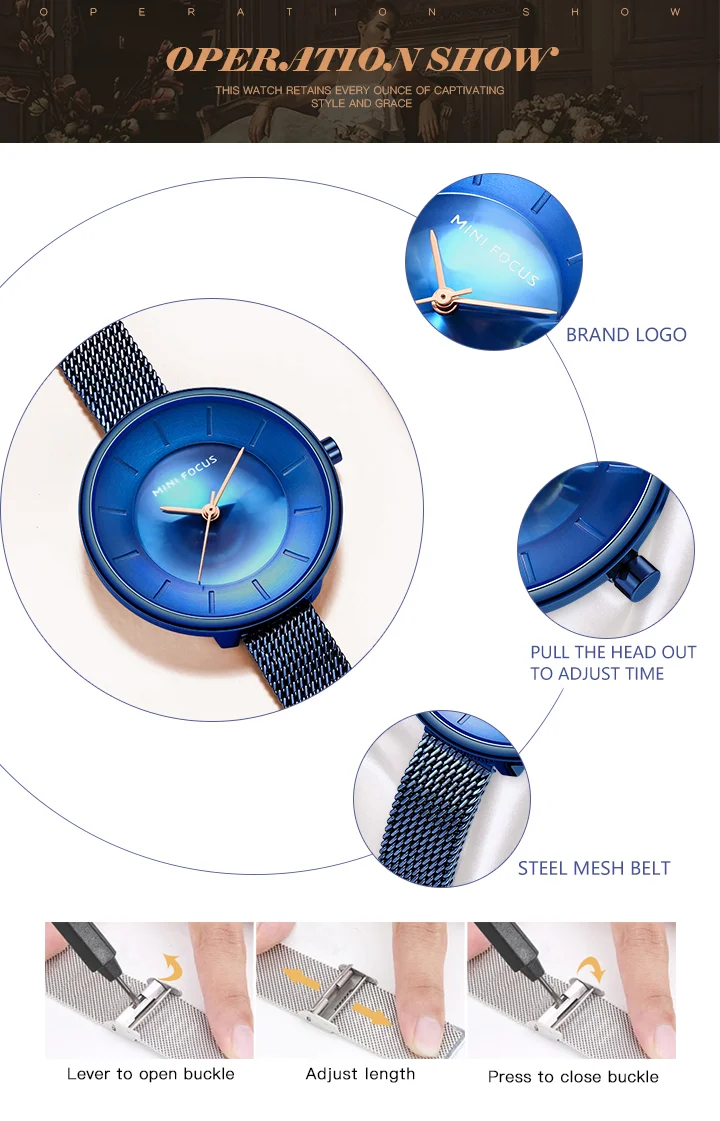 Elegant Stainless Steel Mesh Women’s Watch – Modern Business Style by MINI FOCUS