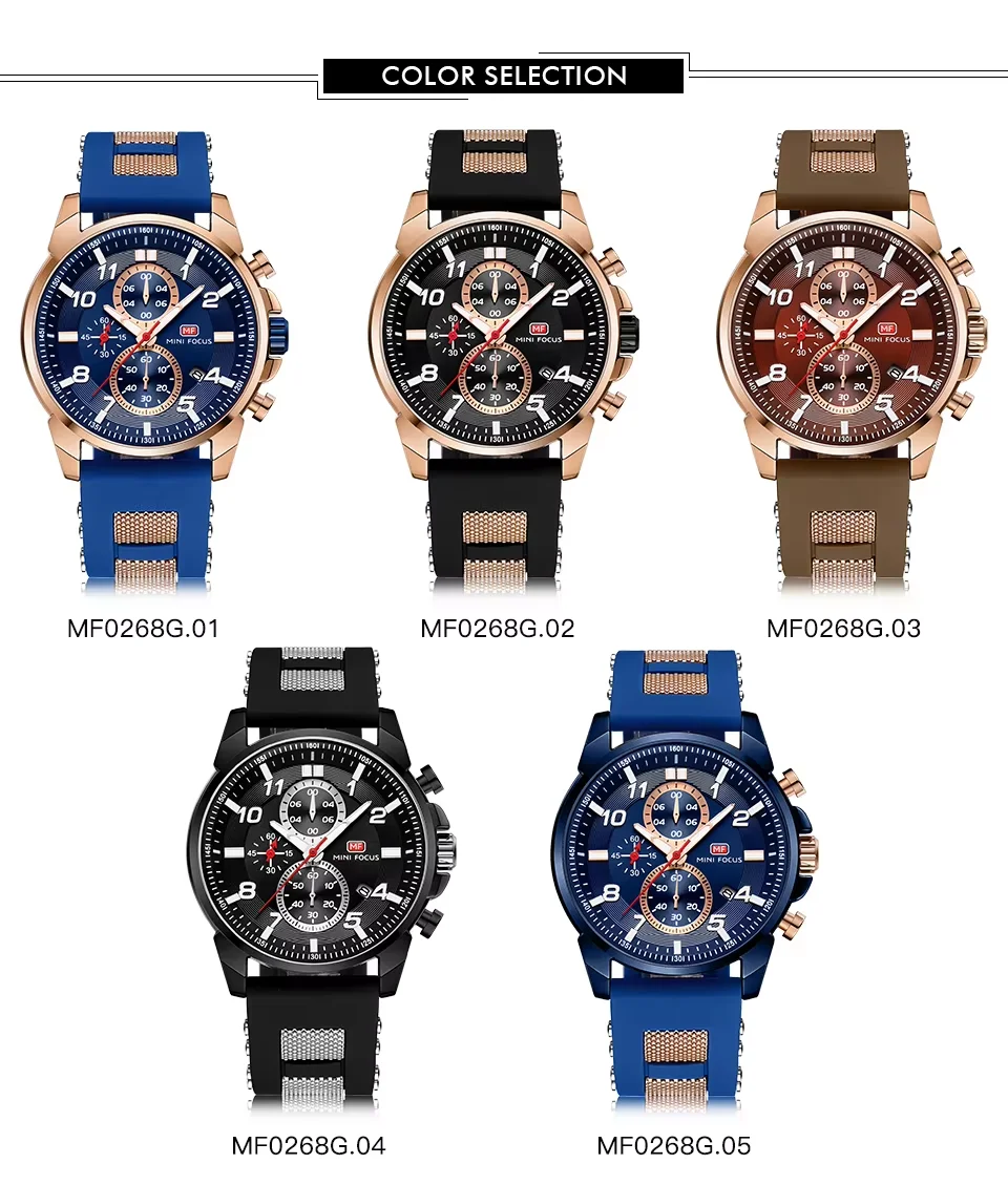 MINI FOCUS Men’s Quartz Watch | Stylish Waterproof Watch with Luminous Silicone Band | Factory Wholesale