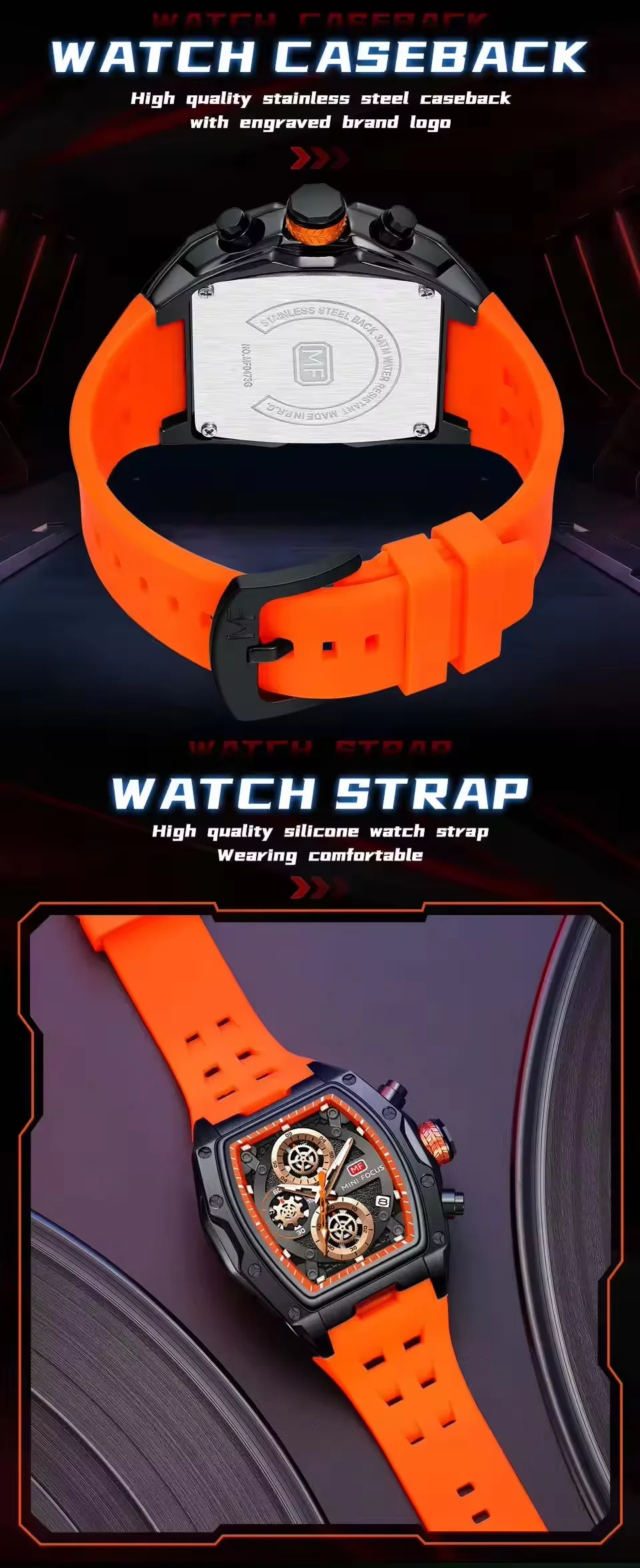 Mini Focus Top Sale Men&rsquo;s Gradient Hollow Calendar Quartz Watch with Waterproof Night Light for Wholesale