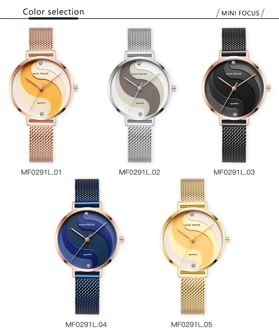 Elegant Women’s Quartz Watch with Gold Mesh Strap – Mini Focus Factory Wholesale