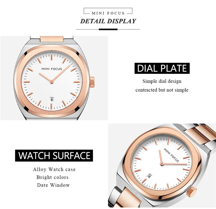 MINI FOCUS Fashion China Man Quartz Watch Stylish Steel Strap Luminous High Quality Storage Simple Wrist Watch