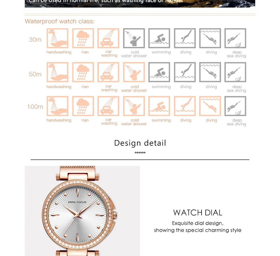 Mini Focus MF0194L Women’s Diamond Quartz Watch | Unique Mesh Band Design | Factory Wholesale