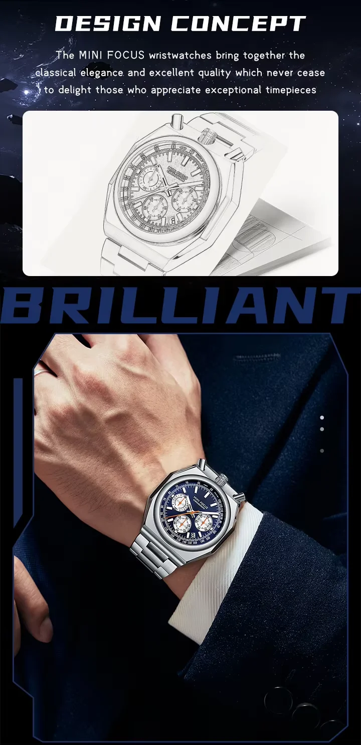 Wholesale MINI FOCUS MF0601G Men's Quartz Watch – Multifunction Waterproof Timepiece