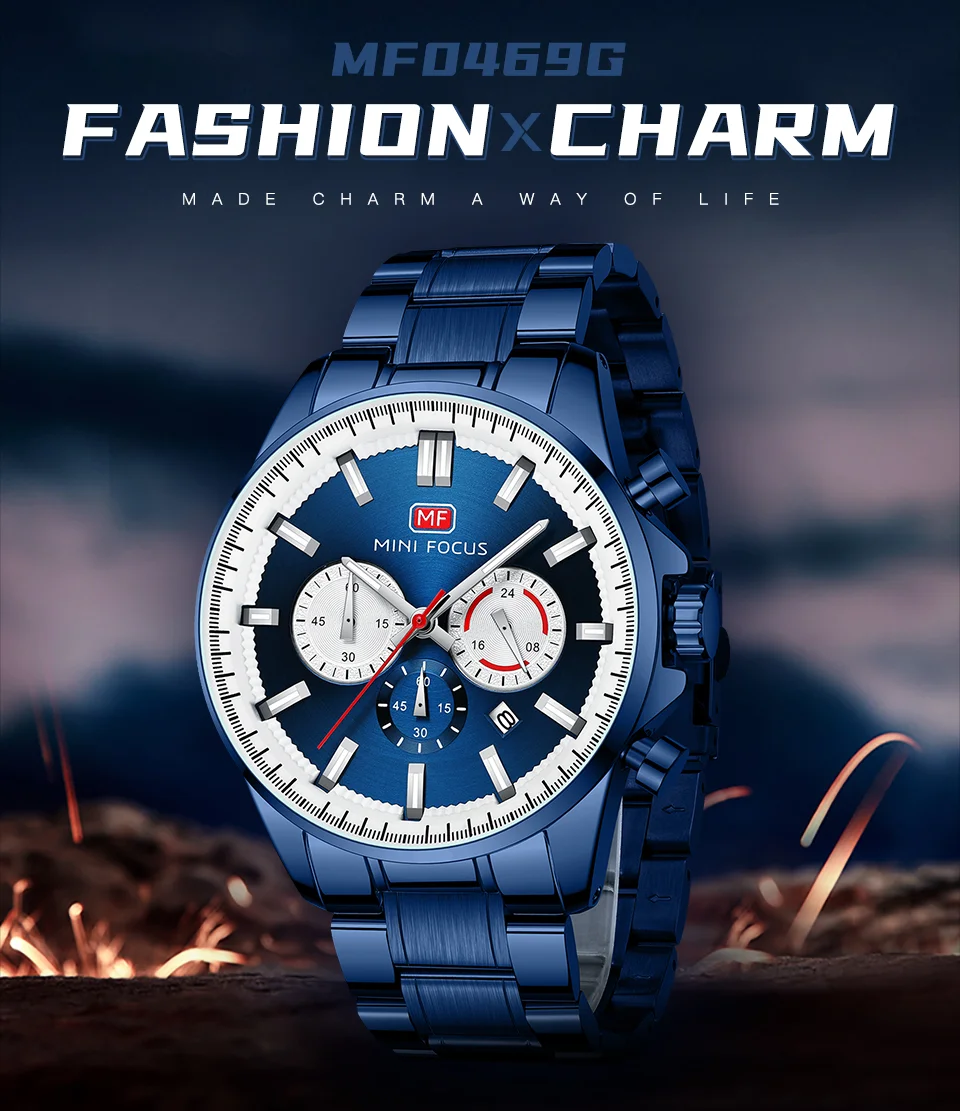 Hot Sale Men’s Fashion Chronograph Quartz Watch with Stainless Steel Band