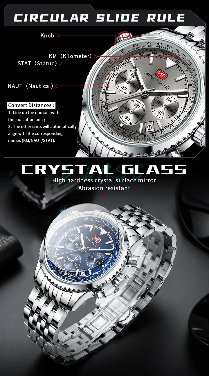 Top Sale Men’s Stainless Steel Quartz Chronograph Watch with Waterproof Design for Wholesale