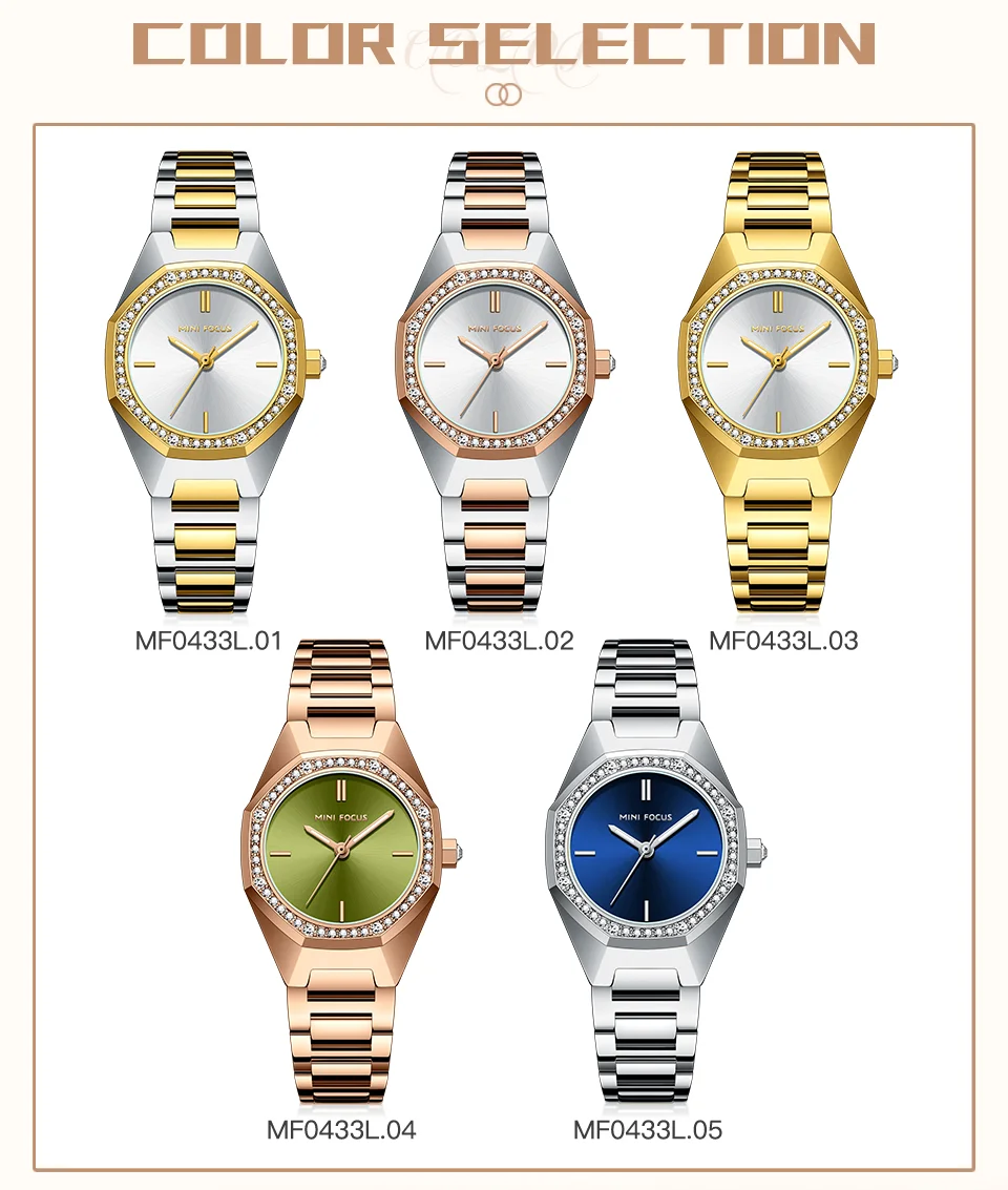 Elegant Rose Gold Women's Quartz Watch with Stainless Steel Strap Mini Focus Ladies Collection