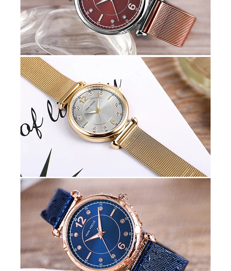 Mini Focus MF0177L Wholesale Luxury Women Watch | Royal Golden Mesh Strap OEM Factory