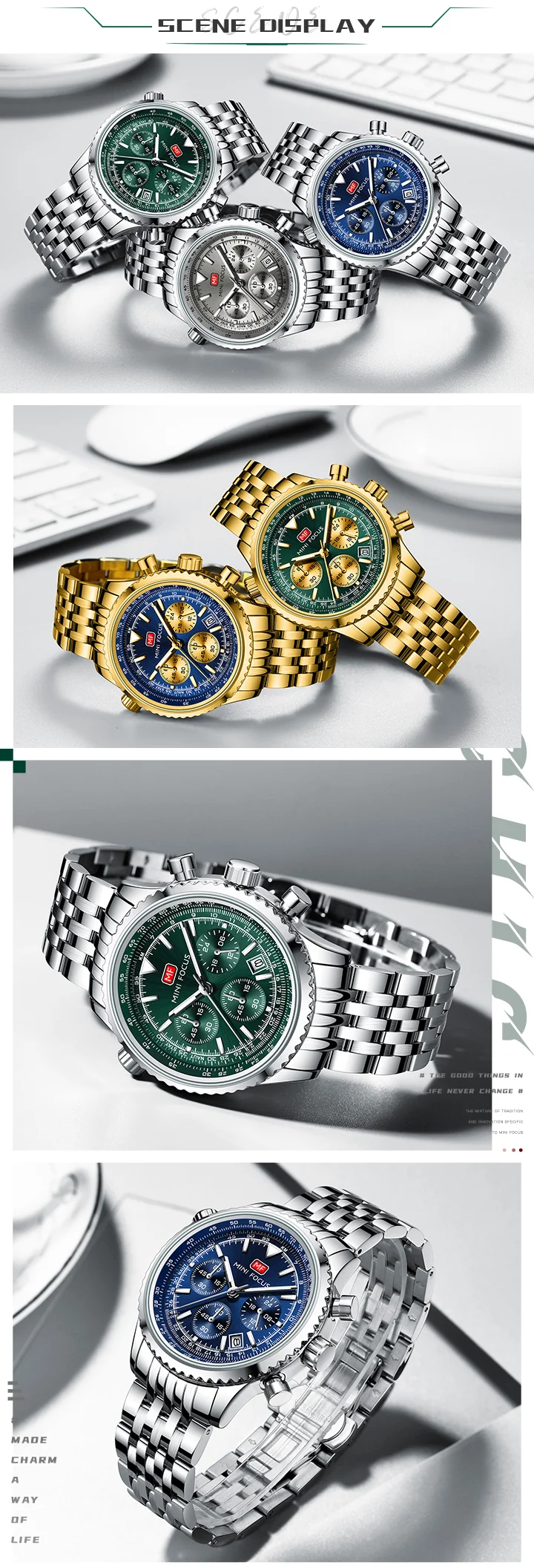Top Sale Men’s Stainless Steel Quartz Chronograph Watch with Waterproof Design for Wholesale