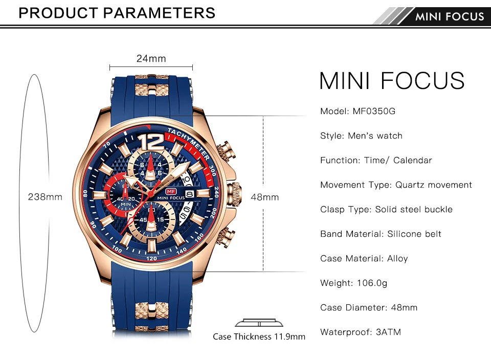 Mini Focus Men's Quartz Sport Watch | Luxury Silicone Strap Wristwatch for Wholesale