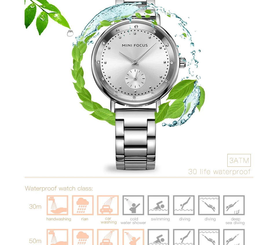 Mini Focus MF0037L Women's Quartz Watch | Diamond Dial Stainless Steel Bracelet | Japan Movement Wholesale