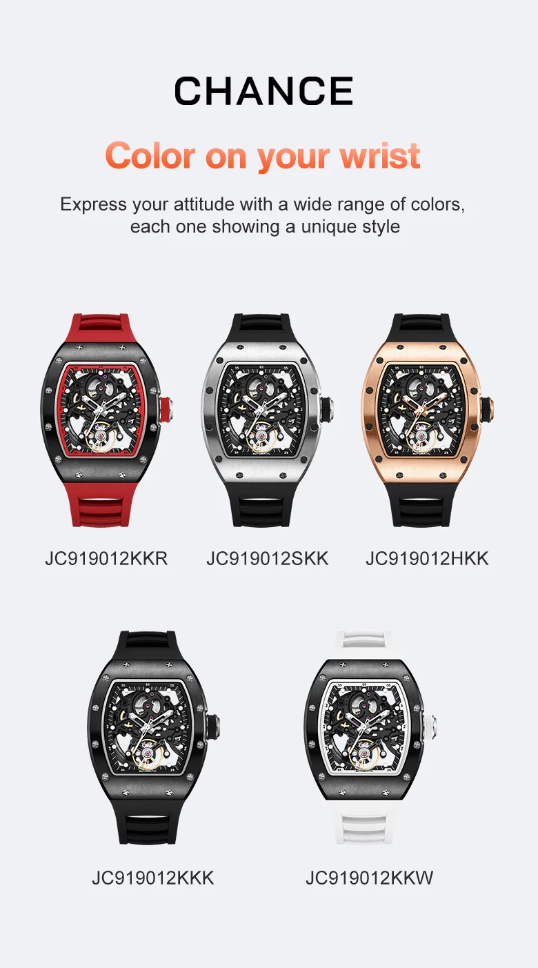 CHANCE 919012 Men’s Luxury Mechanical Watch – Carbon Fiber Case, Skeleton Dial, Waterproof Design